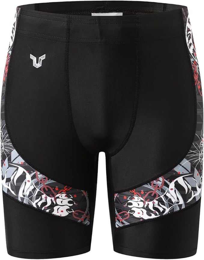 HUGE SPORTS Men's Rash Guard Swim Shorts Compression Swimming Jammer Cool Dry Active Swimsuit Workout Shorts Sports Tights