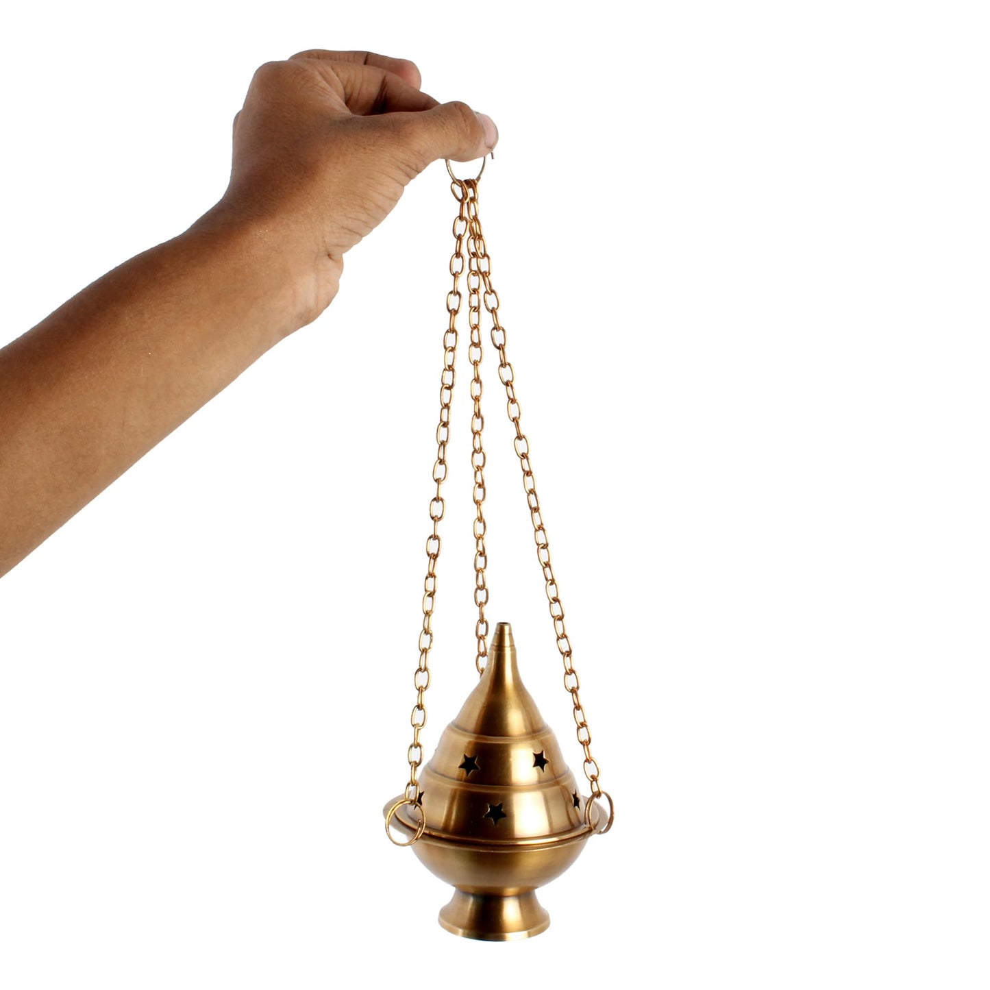Brass Hanging Incense Burner Censer for Charcoal & Resin, Antique Brass Incense Holder with Chain, 4.5 Inch High