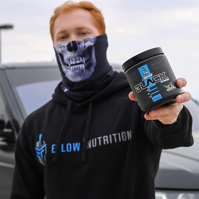 eFlow Nutrition Enrage Black High Stimulant Pre Workout Supplement - Preworkout Powder to Boost Energy, Pumps and Strength - 4 Flavors (30 Servings) (Sour Black Cherry)