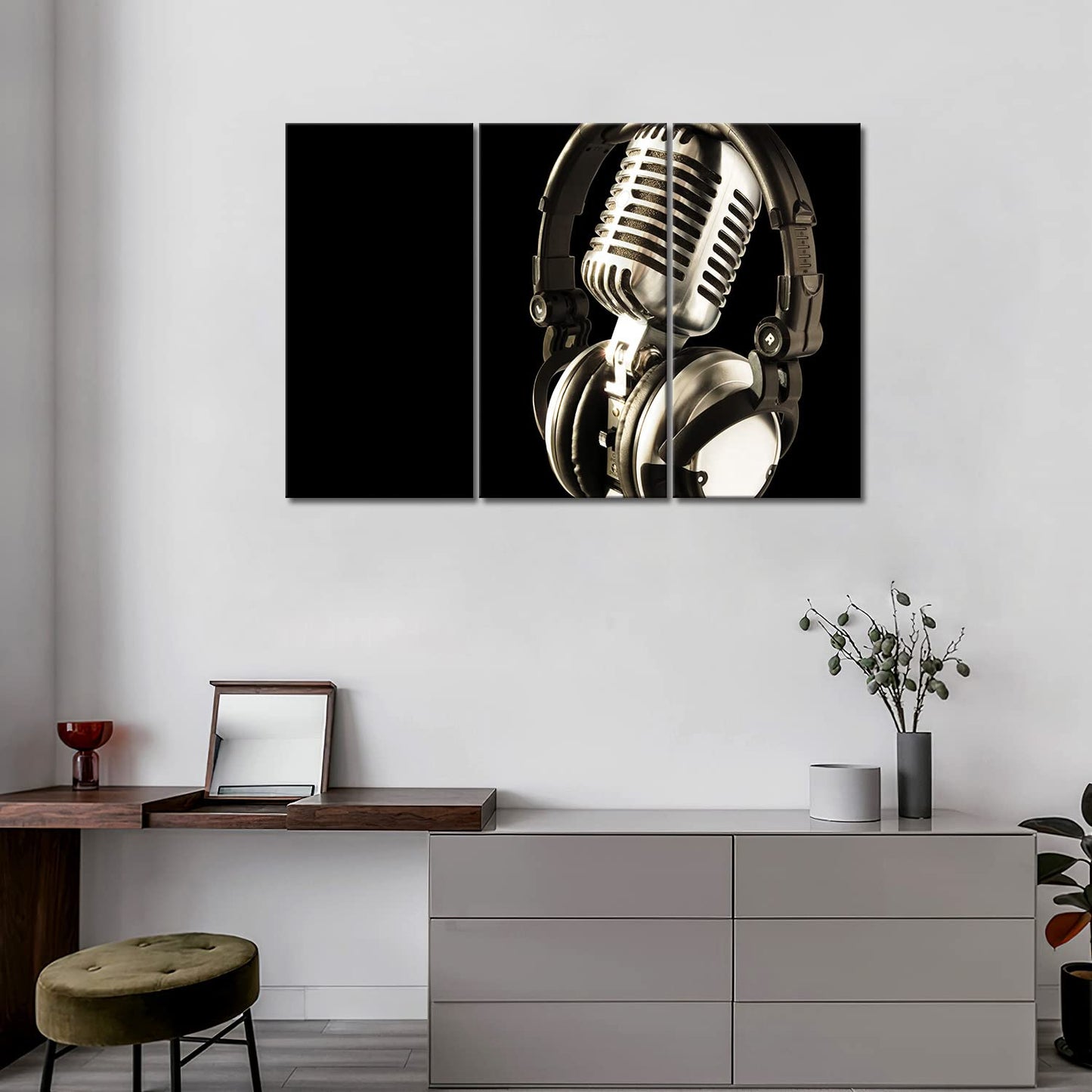 Firstwallart Headphone And Microphone Hangs On It Wall Art Painting The Picture Print On Canvas Music Pictures For Home Decor Decoration Gift