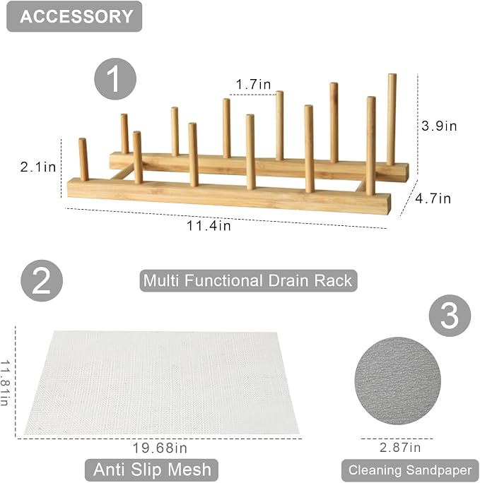 Large Stone Dish Drying Mat for Kitchen Counter,Equipped Dish Rack, Diatomaceous Earth Material, Foldable and Super Absorbent Dish Drying Pad Suitable for Tableware, Bottles and Cup (White, 24×16 IN)