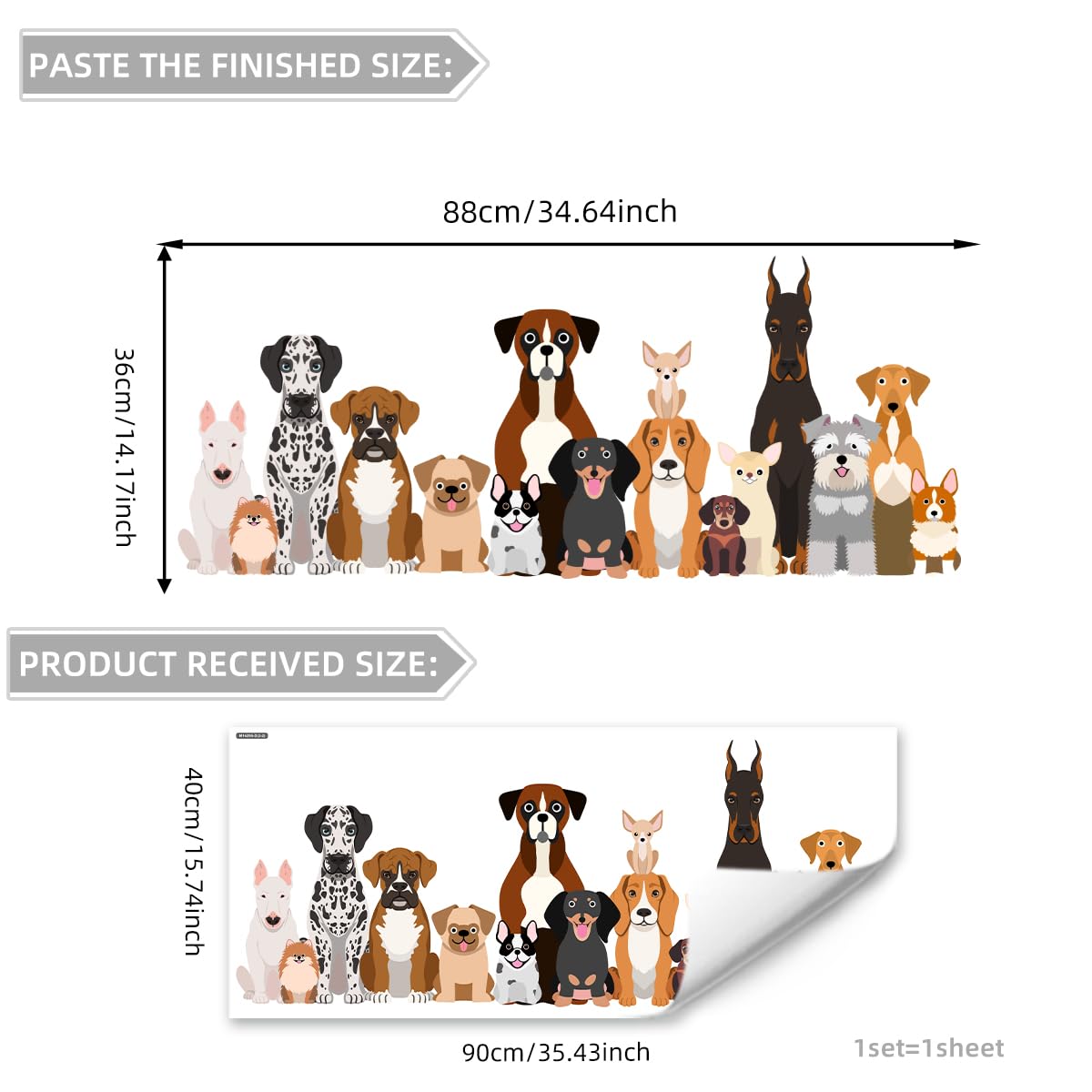 Puppy Wall Decals - Cute Golden Retriever, Corgi, Teddy, Husky Dog Stickers Decor,for Living Room, Kitchen, Bedroom, School, Pets Store, and Home Wall Art.