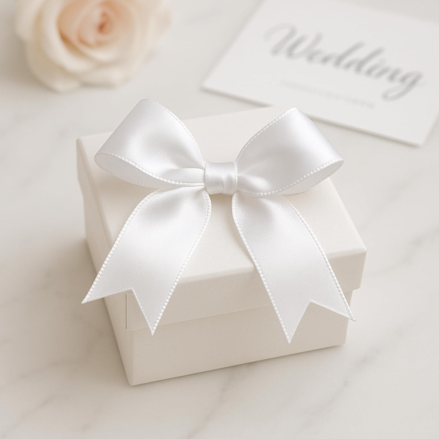 White Gift Wrap Bows - 50pcs 3.3 Inch Elegant Bows for Gift Wrapping, Party Decorations, Wedding Decor, Birthday Presents, Holiday Gifts, DIY Crafts, Baby Shower, Anniversary, Christmas, Gift Bags