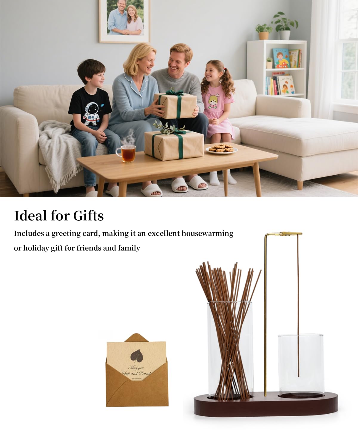 FTDENE Glass Incense Holder for Sticks, Hang Upside Down Incense Burner with Storage & Ash Catcher, Anti-Ash 2 in 1, Comes with Brush & Greeting Card, Meditation Yoga Home Decor Gift