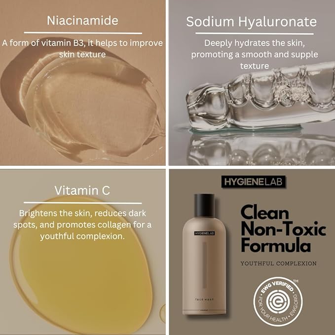Face Wash ??EWG Verified, Gentle & Hydrating Cleanser with Aloe, Niacinamide & Vitamin C, Removes Dirt Without Stripping Skin (5 fl oz)