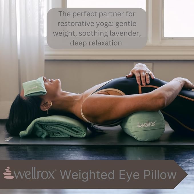 Weighted Eye Pillow - Flaxseeds & Lavender Eye Pillow Weighted for Restorative Yoga, Meditation & Stress Relief (Green, Scented)