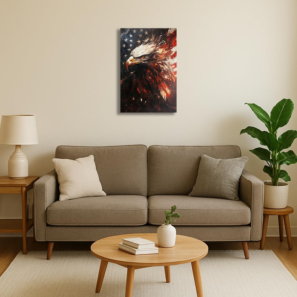 Blad Eagle Canvas Poster Americanism Wildlife Bird Gift American Culture Wall Art Prints House Decor Framed or Unframed (No.1, 16" L x 24" W, Unframed Poster)