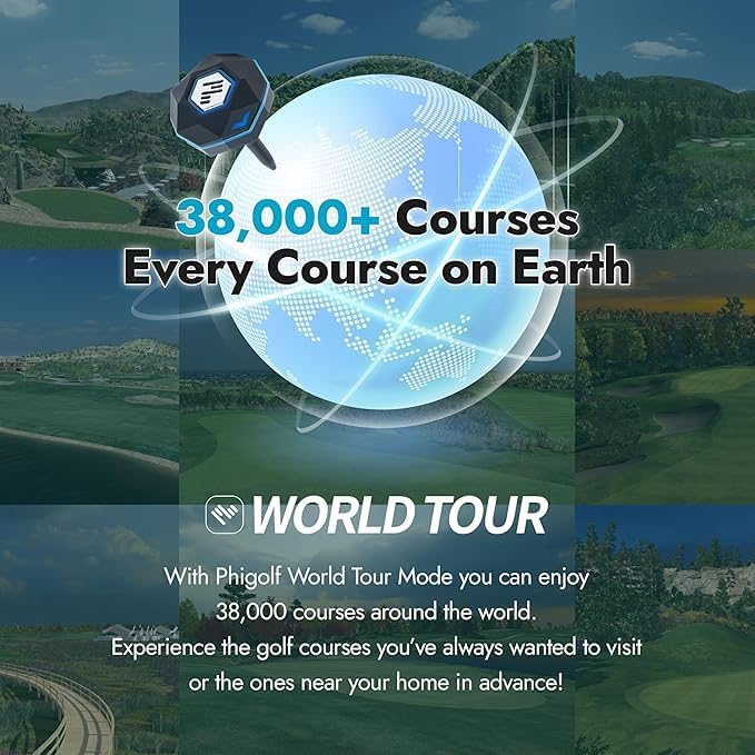 PHIGOLF Home Golf Game Simulator: Enjoy Interactive Golf with Motion Sensor & Swing Stick for Indoor & Outdoor Fun ??38,000+ Courses Worldwide, Compatible with Android, iOS, APP & E6 Connect