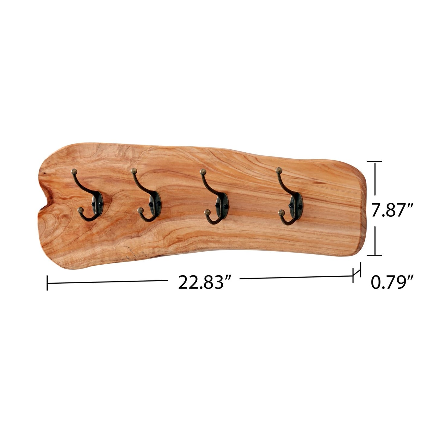 WELLAND Rustic Cedar Wooden Coat Rack with 4 Hooks, Heavy Duty Wood Decorative Wall Hooks for Hanging Coats, Key, Cap