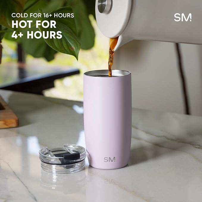 Simple Modern Voyager Tumbler with Flip Lid | Travel Coffee Mug | Insulated Stainless Steel Cold Brew Iced or Hot Coffee Cup | Gifts for Women Men Her Him | 12oz, Coconut Pearl