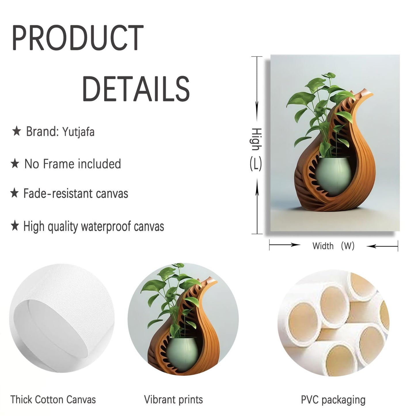 3Pcs Green Plant Floral Canvas Wall Art Modern Plants Potted Flowers Painting Decor Pictures Neutral Floral 2D Bloom Posters Prints for Kitchen Office Living Bathroom Bedroom Decoration No Framesd