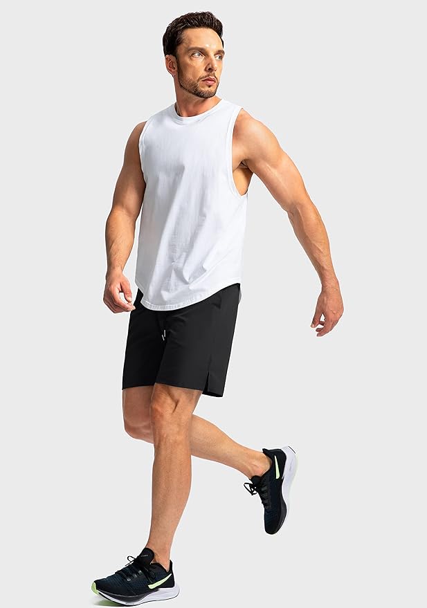 Men's Running Shorts with Zipper Pockets 9 Inch/ 7 Inch / 5 Inch Lightweight Quick Dry Gym Workout Athletic Shorts for Men(7 inch)