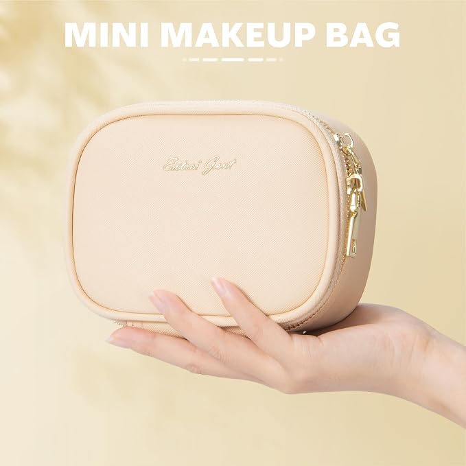 Mini Makeup Bag with Led Mirror,Small Travel Make up Bag 3 Light Modes Adjustable Brightness, for Women Organizer Cosmetic Bag, Portable Travel Train Toiletry Bag, for Pool Parties Work Touch-Ups