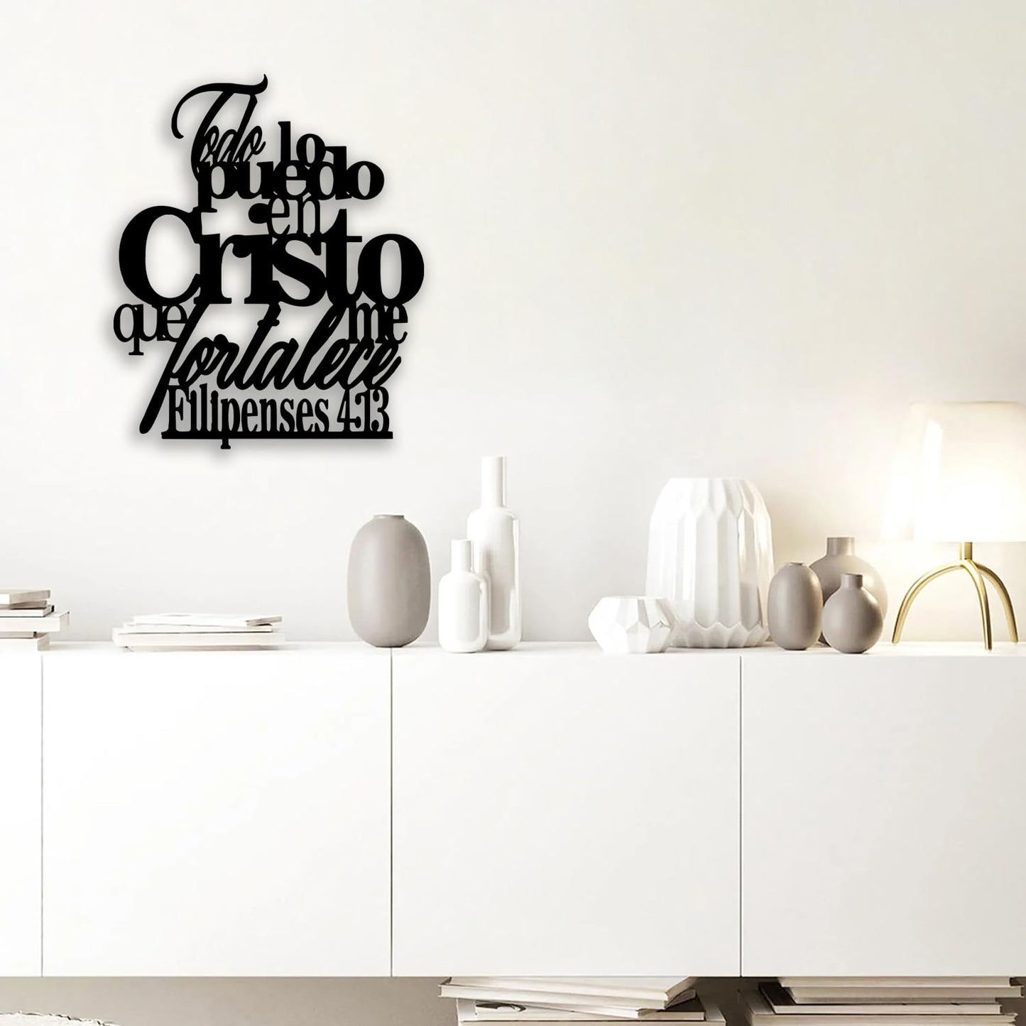 OPTYBVFD Filipenses 4 13 Metal Wall Decor - Christian Room Decor Motivational Scripture Inspirational Wall Art Home Decor for Living Room, Bedroom, Dining Room, Office (Black)