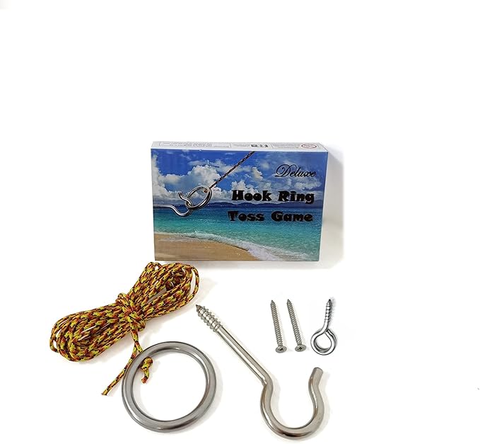Jac & Mok Hook and Ring Toss Games Outdoor Indoor Games-Hardware and Nylon String Ring Toss Toys