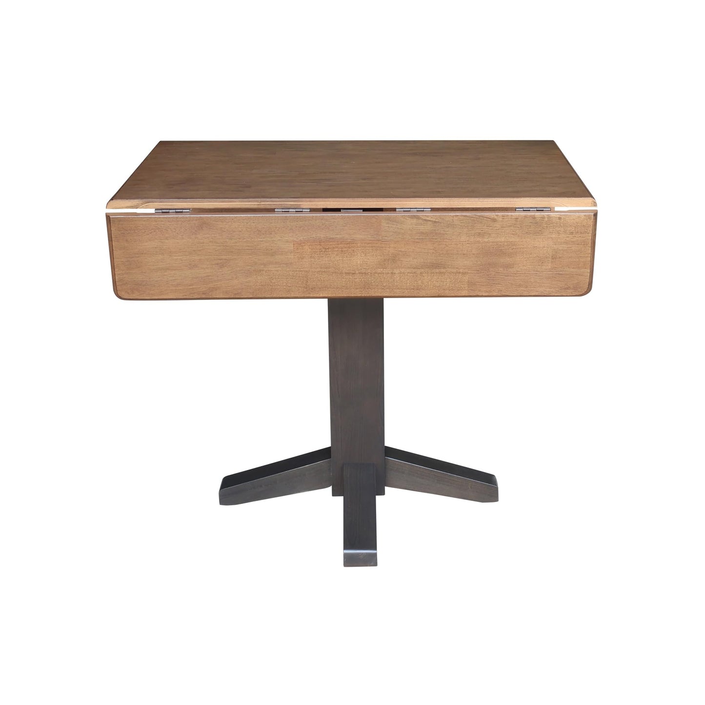 Solid Wood 36" Square Dual Drop Leaf Dining Table, Hickory/Washed Coal