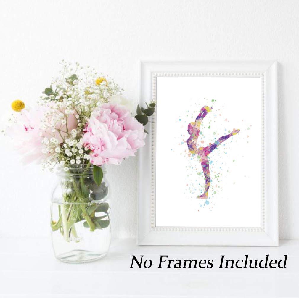 CHDITB Unframed Abstract Girl Gymnastics Wall Art Print,Sporting Silhouette Poster,Set of 3（8" x10" ） Canvas Exercise Gyming Beam Posters for Girls Gymnasts Bedroom Nursery Decor