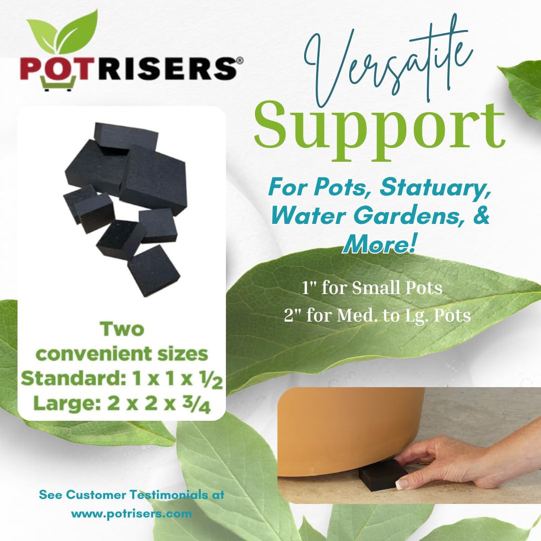 POTRISERS 32 Pack Standard 1" Wide x 1/2" Tall Value Pack | Invisible Pot Feet & Plant Risers | Drainage & Airflow for Planters, Pots, Garden Decor | Patios, Decks, Gardens, Greenhouses