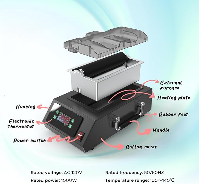 XCMAN Alpine Nordic XC Ski Digital Roller Waxing Machine - Detachable Wax Tray - Double Roller 150mm Width