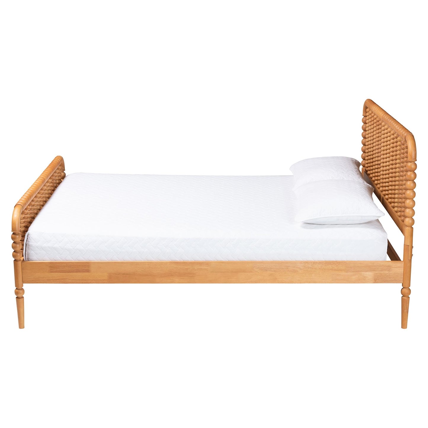 Baxton Studio Lucera Bobbin Wood Platform Bed, Queen, Oak Brown