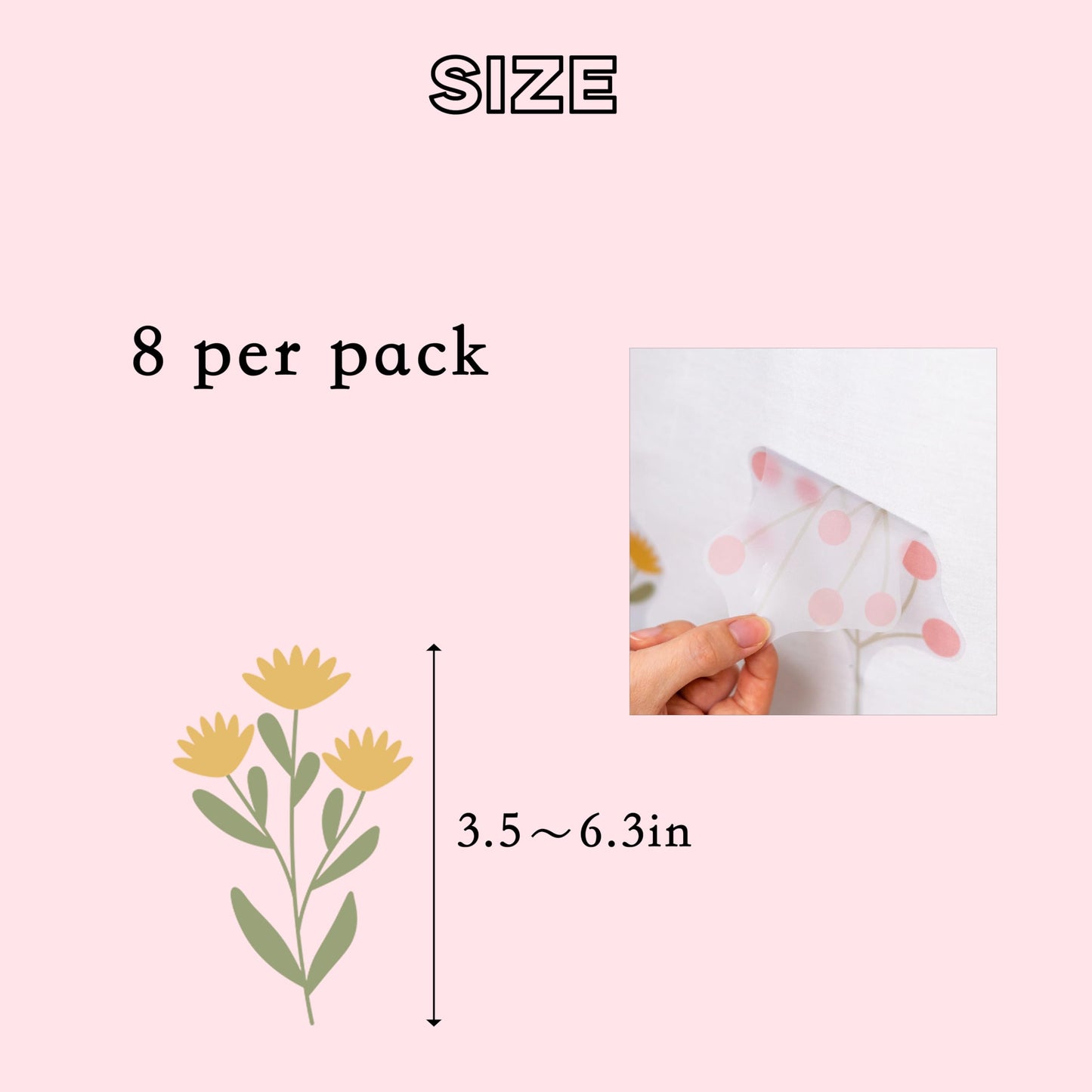 GIOGUK Flower Wildflower Wall Decal - Flower Wildflower Floral Decorations Wall Stickers, Wall Decorations for Living Room, Bedroom, Baby's Room, Nursery, Floral Sign Decal Pink Yellow Peach