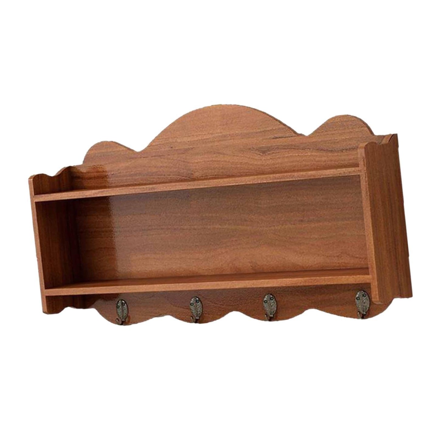 Bothyi Kitchen Shelves Key and Cup Holder Sturdy Multifunction with Hooks Antique Shelf Ornaments Display Stand for Bedroom Entryway, Brown