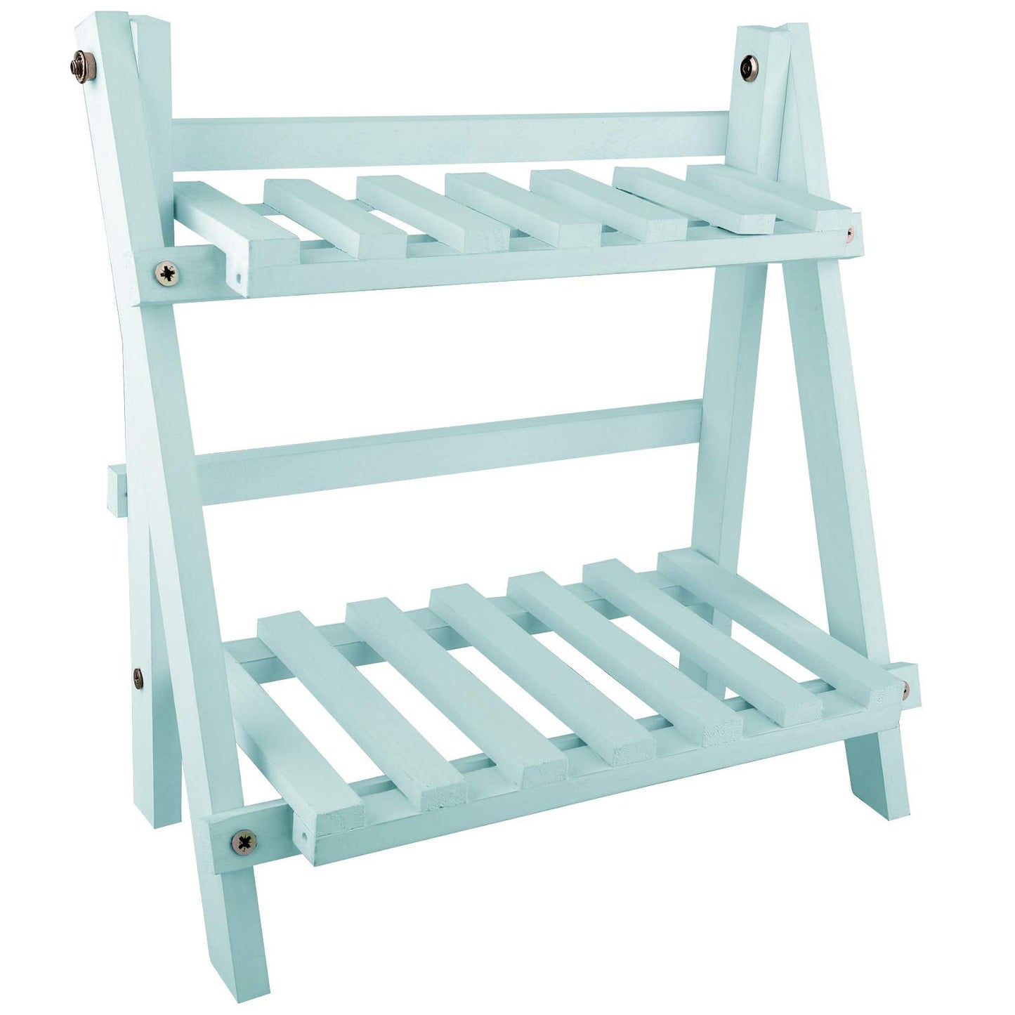 ZHZXBDGQ Wooden Plant Stand, 2 Tier Flower Display Rack Holder, Indoor Outdoor Plant Stand Flower Pots Holder for Home Desktop Garden Patio Balcony Decoration-Green