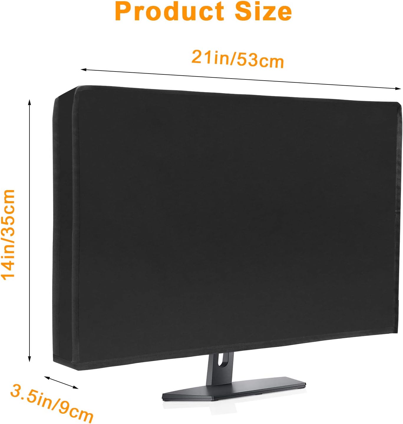 (21W 14H 3.5D) Waterproof Computer Monitor Dust Cover, Luxiv Black Full Body Cover for Computer Screen Anti-Static