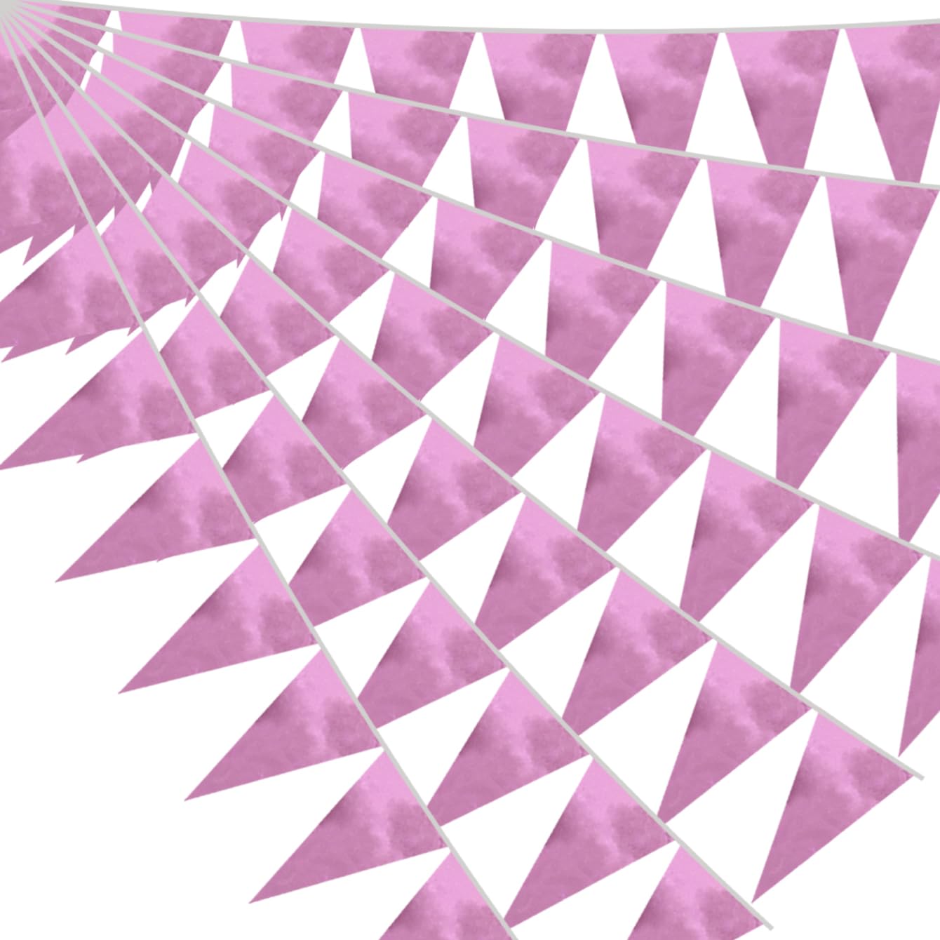 40M/130FT Rose red Triangle Pennant Banner Flag Metallic Fabric Bunting Garland for Christmas Graduation Wedding Engagement Anniversary Bachelorette Birthday Bridal Shower Valentines Hen Party Supplies