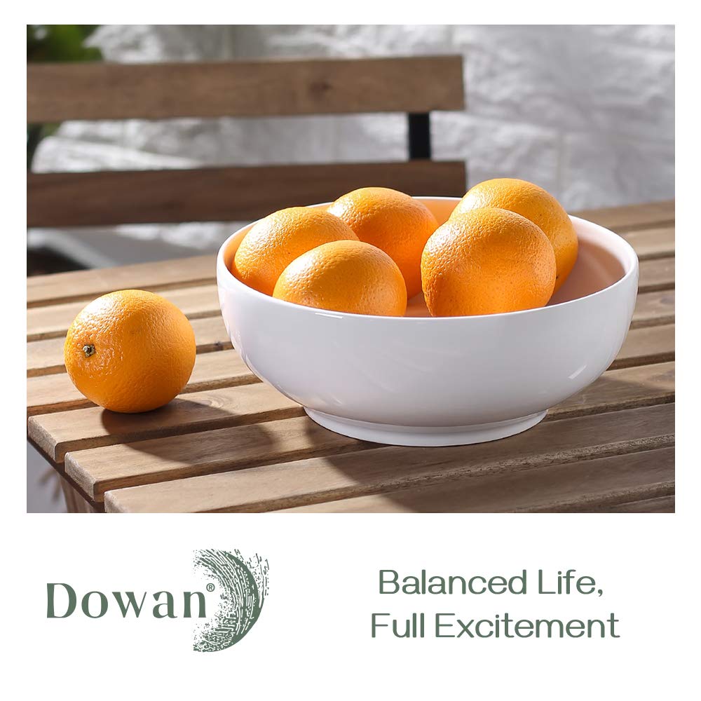 DOWAN Serving Bowls, 9.5" Large Salad Bowls for Entertaining, Side Dishes, Pho, Pasta, Centerpiece Bowls for Dinner Parties, Kitchen Decor, Microwave & Dishwasher Safe, White