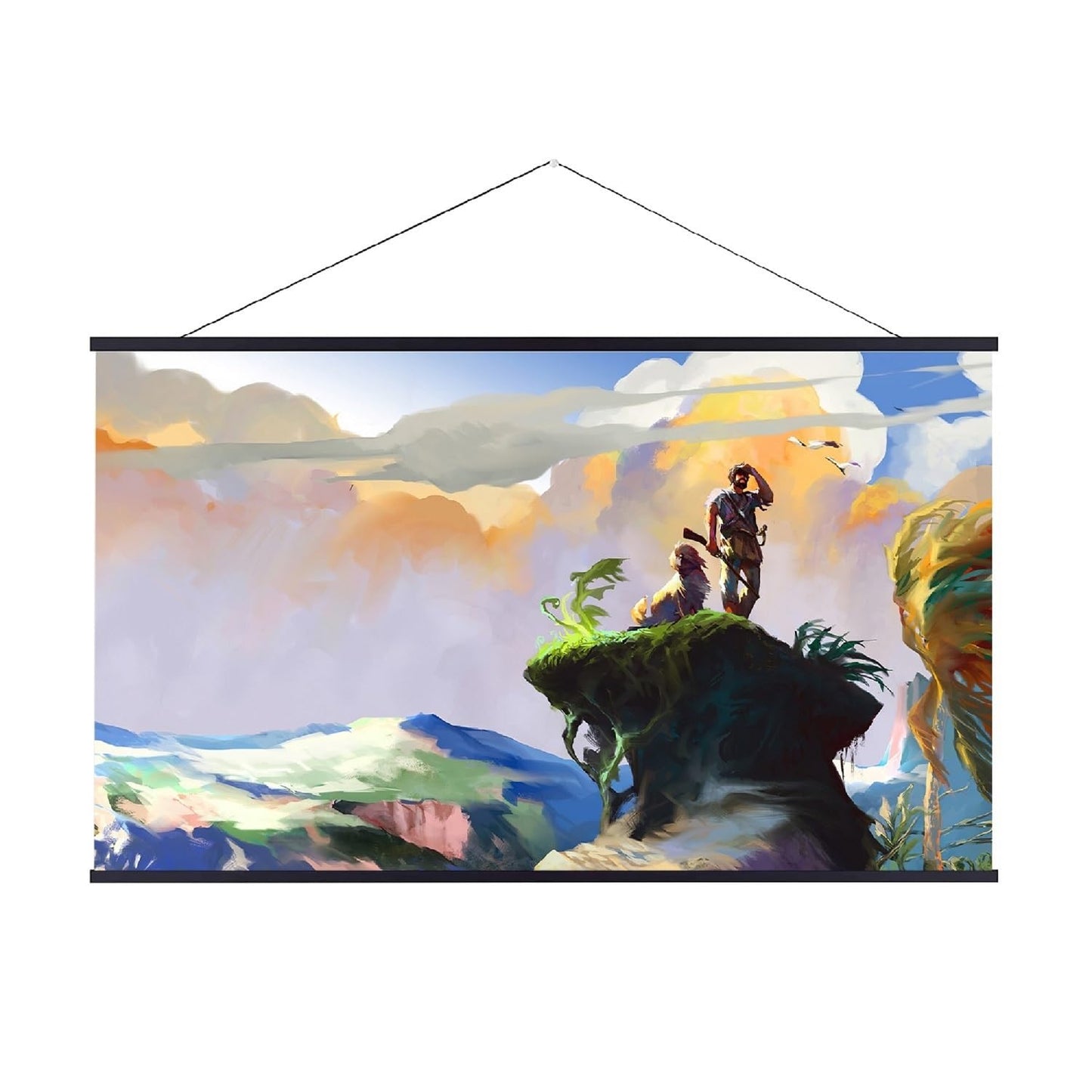 Landmass 30” Wide Black Magnetic Poster Hanger - 30x20 30x24 30x30 30x40 - Wood Hugger Frame for Posters, Prints, Photos, Pictures, Maps, Scrolls, and Artwork - Wall Hanging Wooden Frame