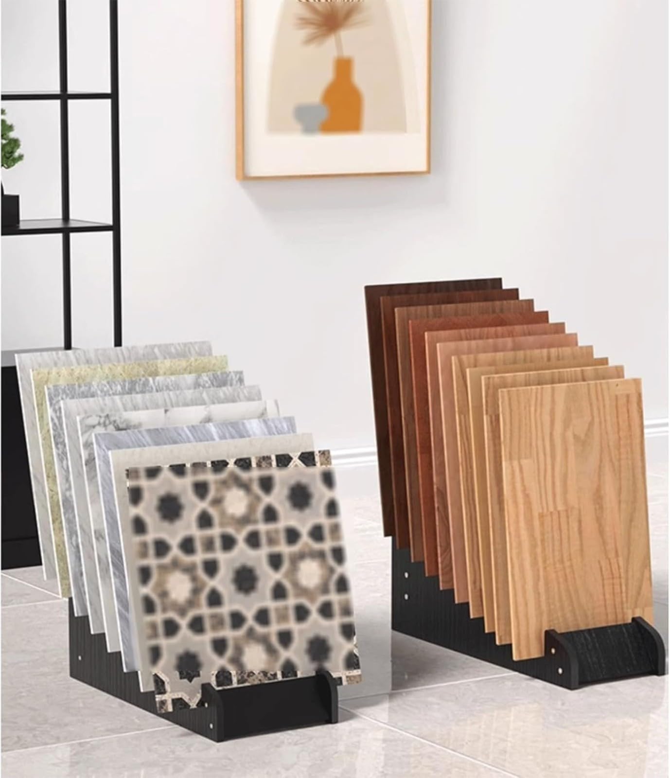 Wooden Floor Tile Display Rack - 71x43x31cm Multi-Slot Retail STO Stand for Building Materials Shelf for Showrooms & Stores Perfect for Product Showcasing