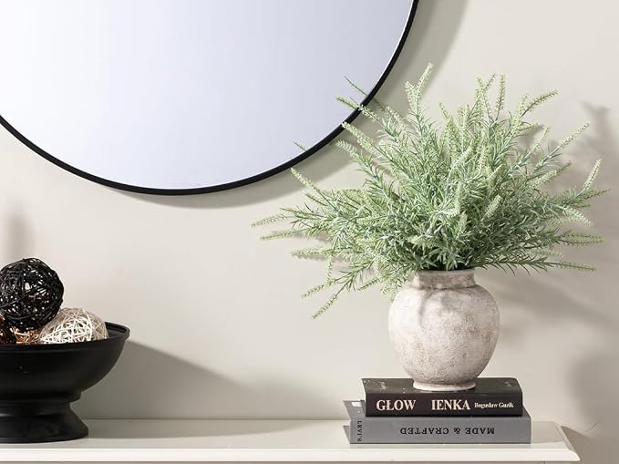 Ceramic Flower Vase, Rustic Farmhouse Decorative Vase Pottery Pampas Grass Vases for Home Decor Table Living Room Entryway Mantel Bookshelf Bedroom Bathroom Kitchen - 6.7" D