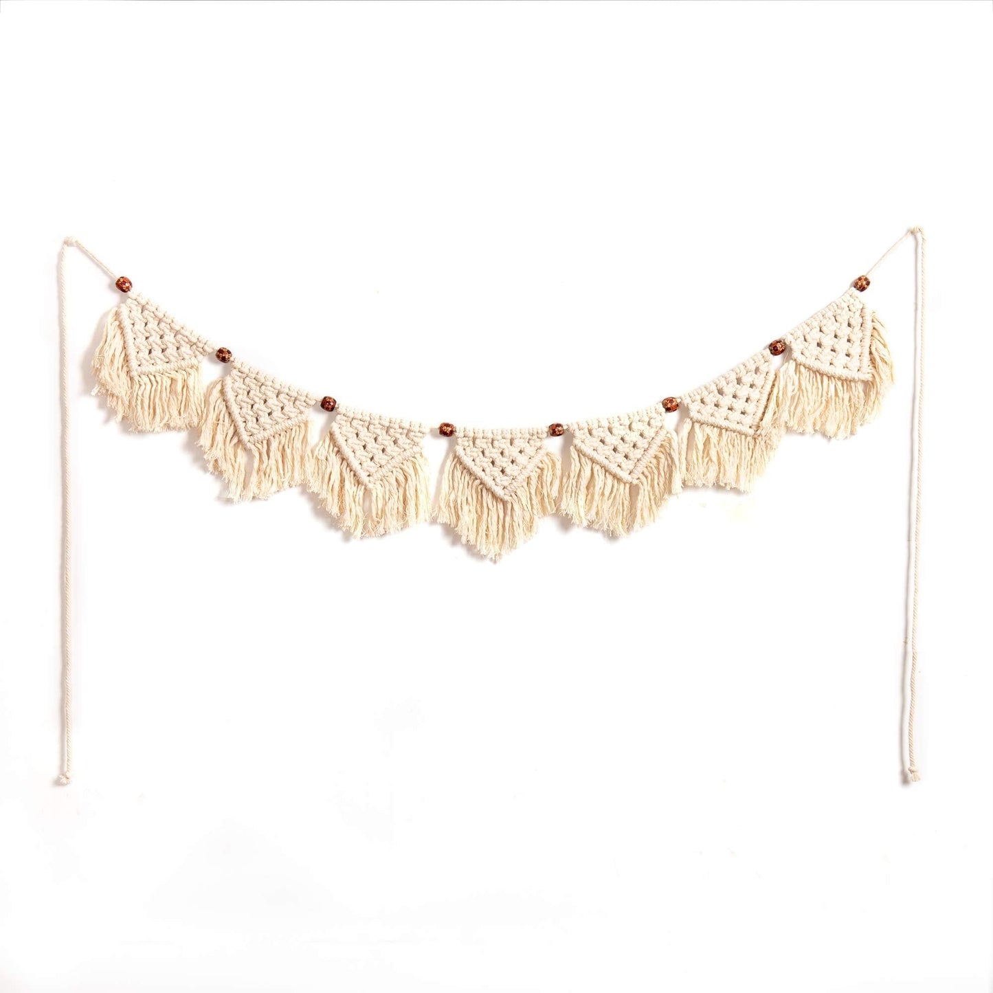Eiyye Boho Tassel Garland Wall Hanging Handmade Cotton Bohemian Banner Home Decor for Bedroom Living Room Nursery, Party & Wedding Decoration（7-Flag）