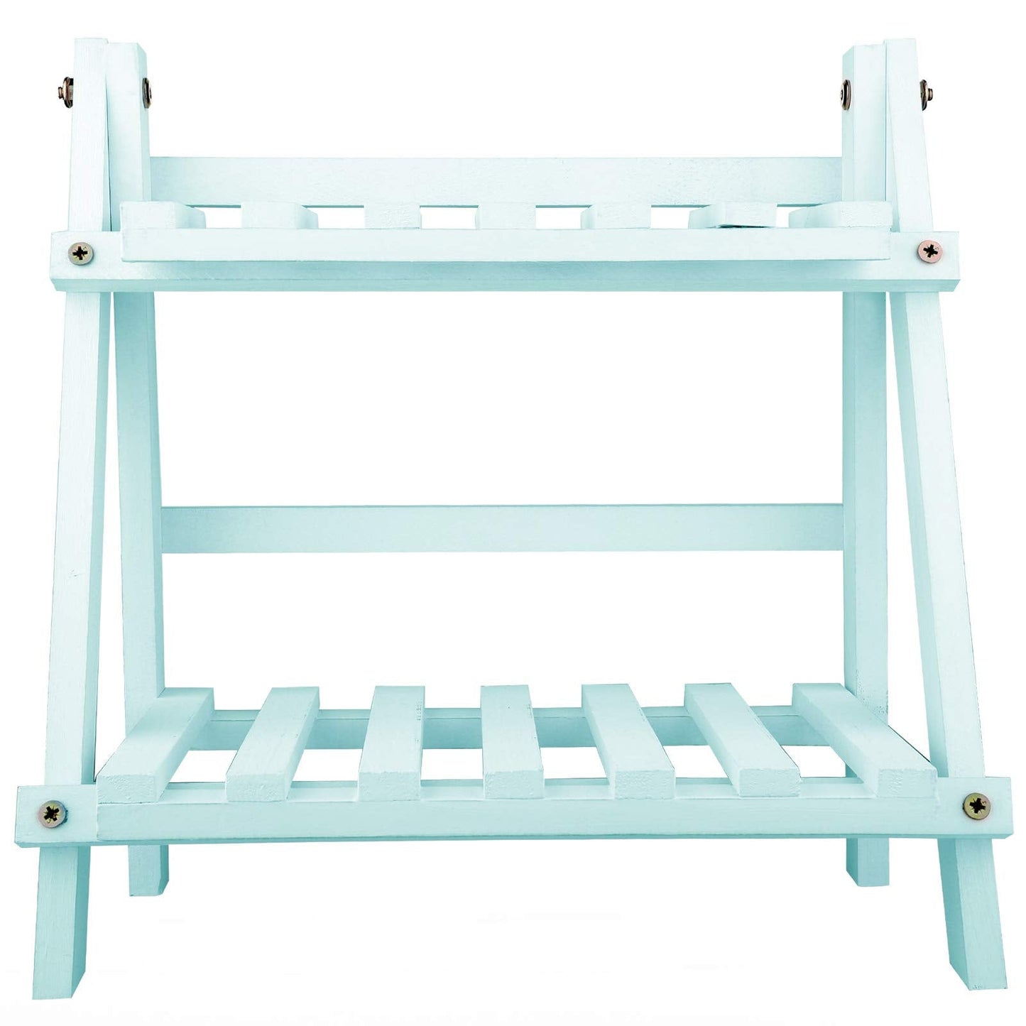 ZHZXBDGQ Wooden Plant Stand, 2 Tier Flower Display Rack Holder, Indoor Outdoor Plant Stand Flower Pots Holder for Home Desktop Garden Patio Balcony Decoration-Green