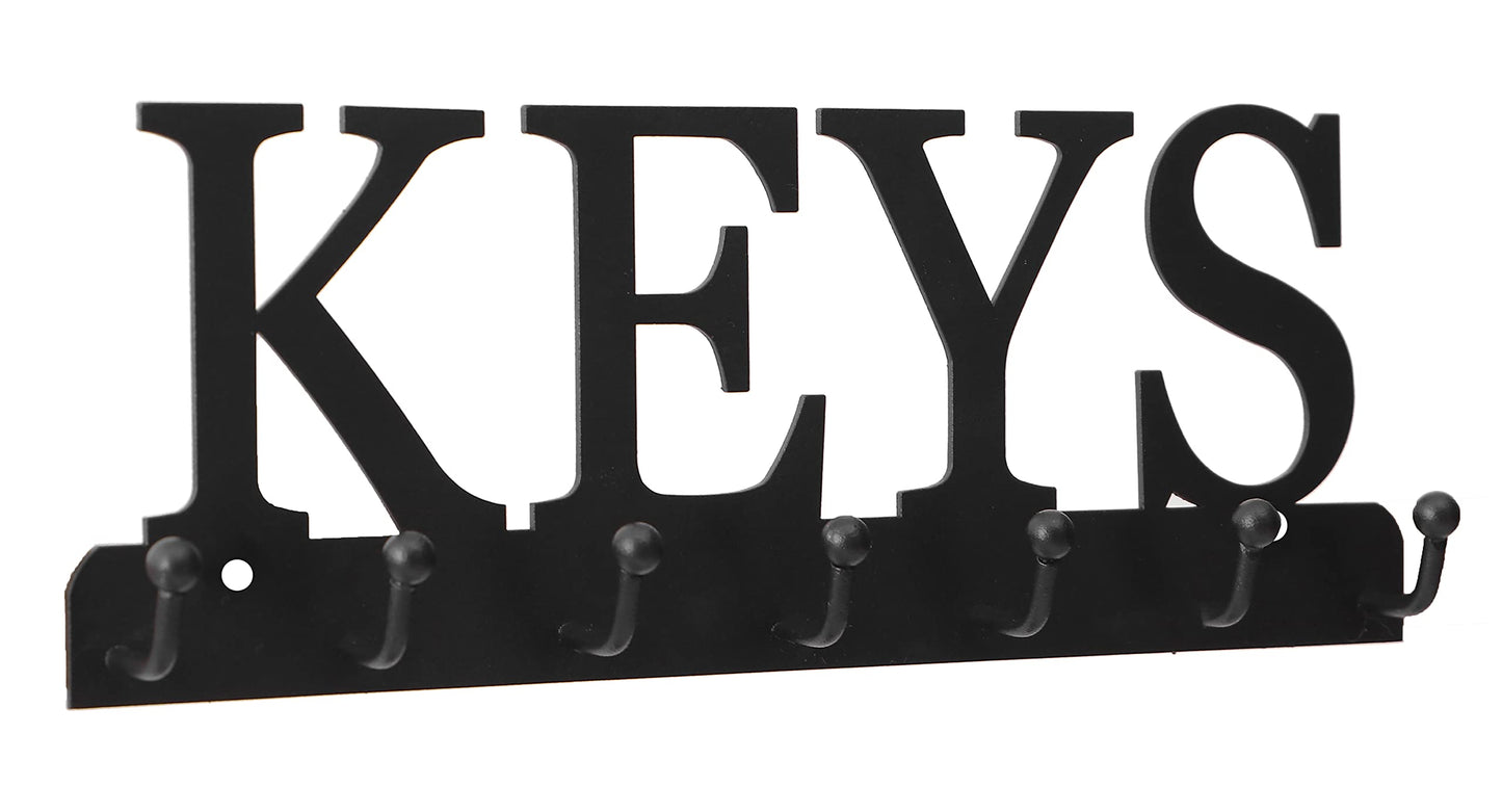 Lixgifts Key Holder Wall Mounted Key Hooks for Wall Decorative with 7 Hooks Black Metal Key Organizer Rack Hanger for Entryway, Front Door, Hallway, Office 10X3.7 inches