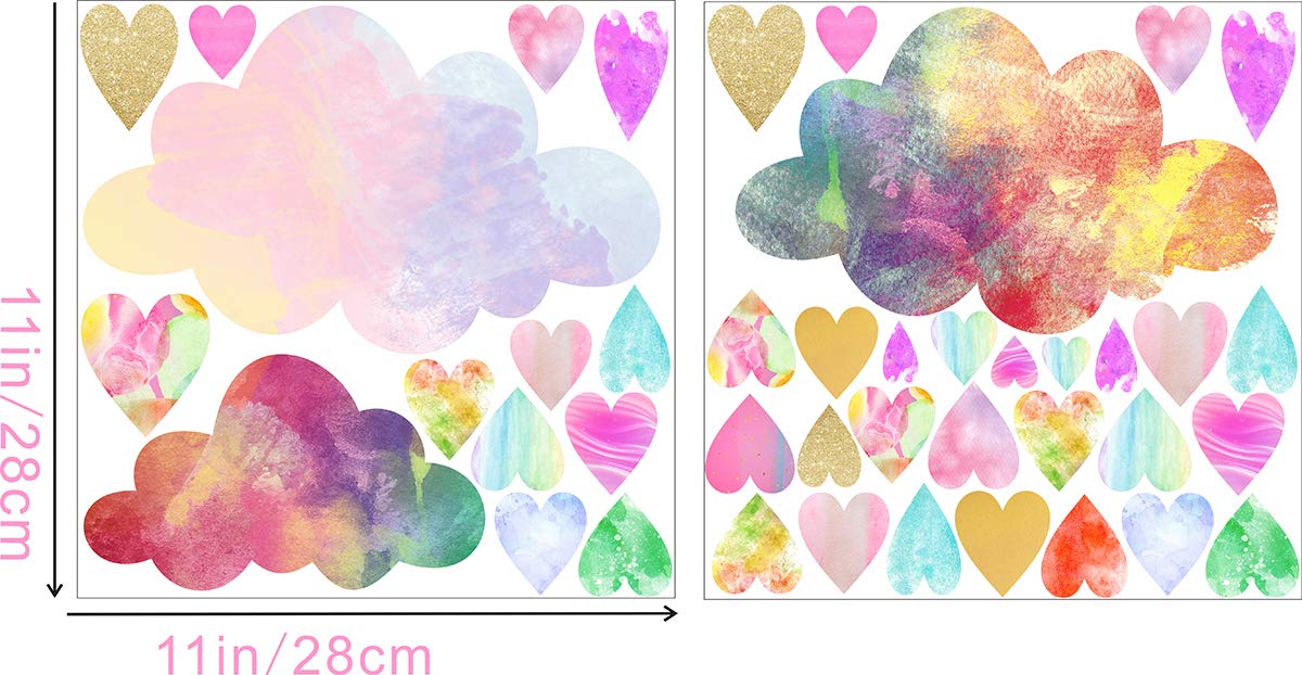 Cloud Wall Decals Heart Wall Decals Removable Peel and Stick Nursery Decal Baby Kids Room Decor