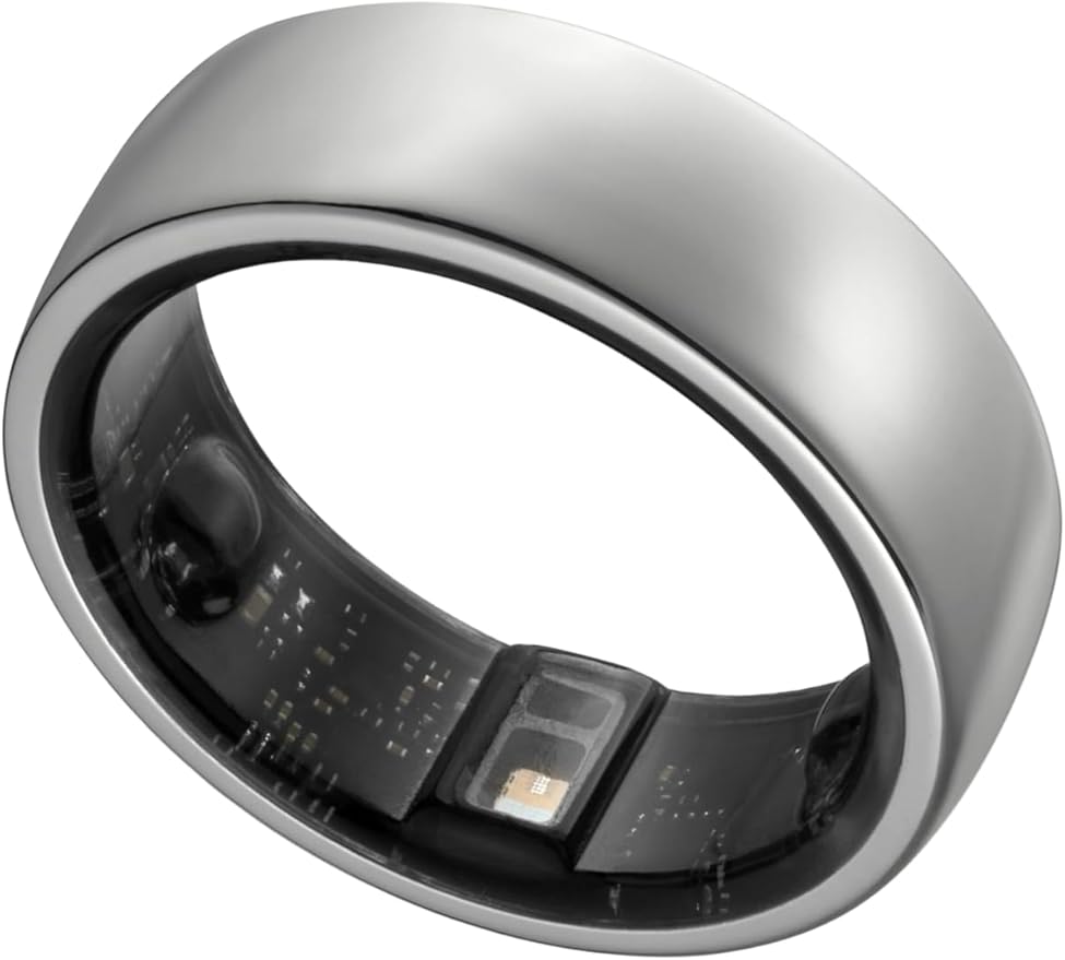 Smart Ring, Activity Trackers, Sleep Ring, Fitness Tracking, Stress Tracker, Heart Rate, Meditation, Temperature, Respiratory, No App Subscription, Women, Men, iOS, Android (Silver, 9)