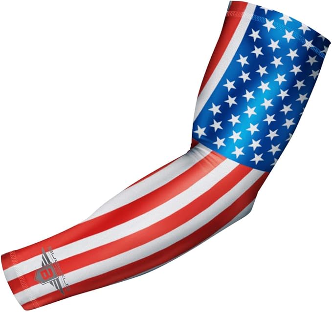 Bucwild Sports Flag Compression Arm Sleeve - Perfect for Baseball Basketball Football - Youth & Adult Sizes