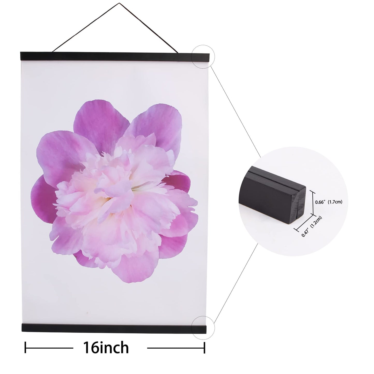 Aynoo Magnetic Poster Hanger Frame, 16x24 16x22 16x20 Picture Frame Hanger, 16 Inch Magnet Poster Frame,Black