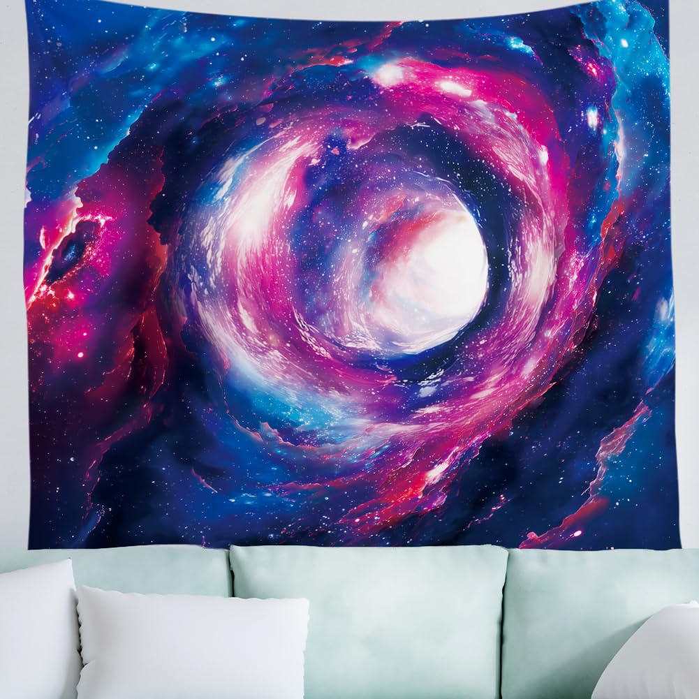 WEBEEDY Blacklight Galaxy Tapestry Milky Way Tunnel UV Reactive Tapestry Wall Hanging Black Light Poster Galaxy Space Tapestries for Bedroom Living Room Wall Decor Party Backdrop, 59x51 Inch