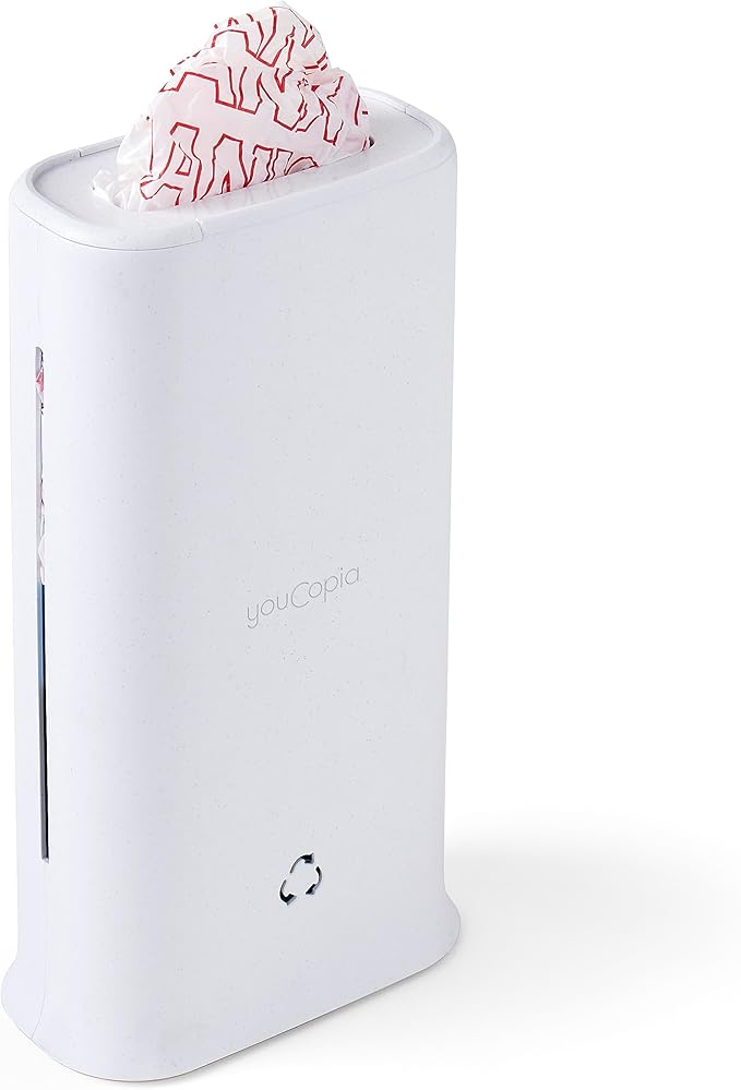 YouCopia StoraBag Space-Saving Plastic Bag Dispenser, Organizer for Kitchen Cabinet or Pantry Storage, One-Size, Speckled White