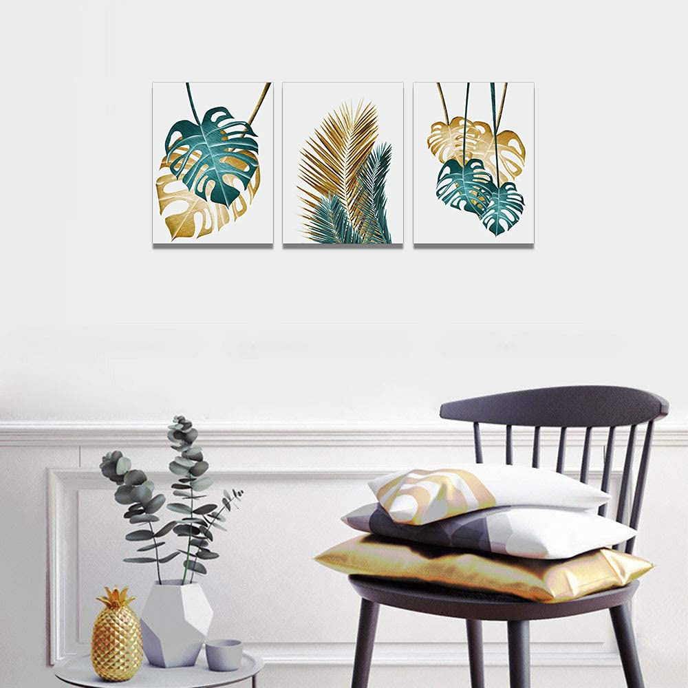 Canvas Wall Art For Living Room Family Wall Decoration For Bedroom Kitchen Dining Room Wall Decor Abstract Painting Leaves Wall Pictures Artwork Office Canvas Art Prints Bathroom Home Decor 3 Piece