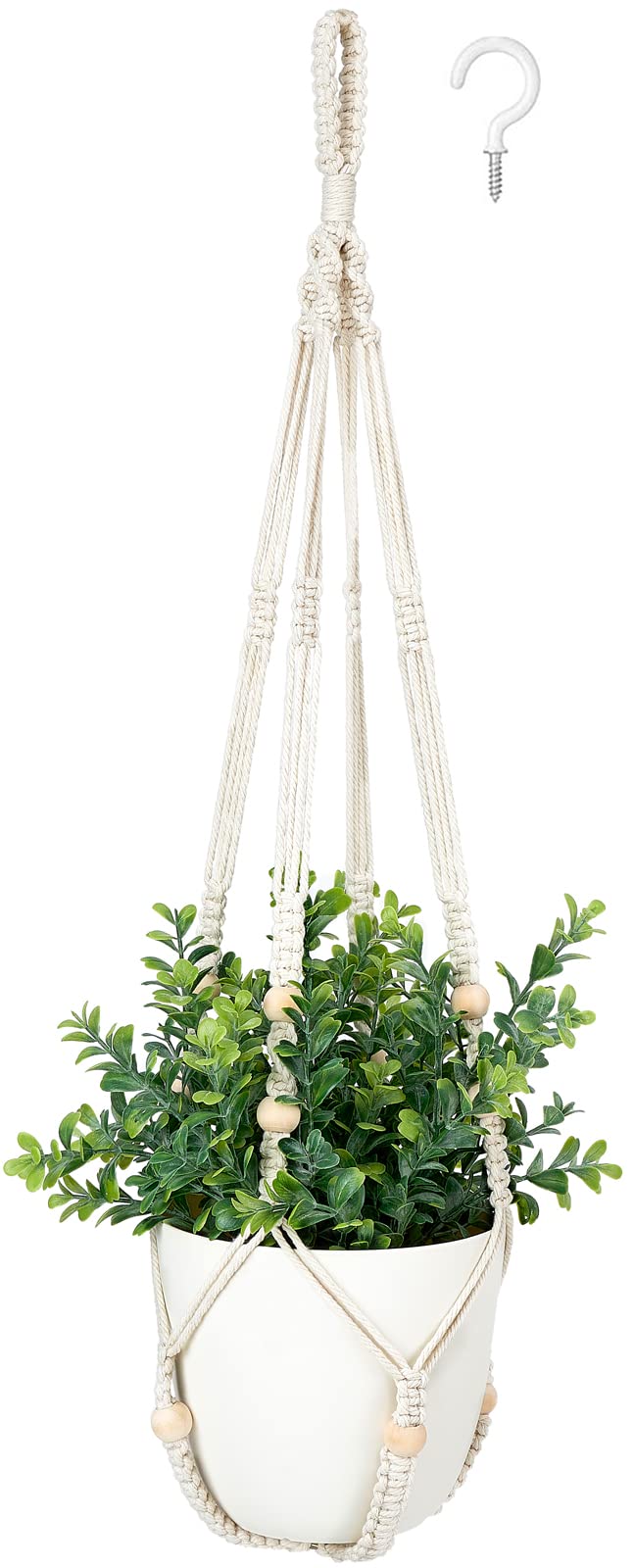 Mkono Fake Hanging Plant with Pot, Hanging Plants Artificial Spring Decor Macrame Plant Hanger with Faux Plant Greenery Boho Hanging Planter for Home Bedroom Bathroom Office Decoration