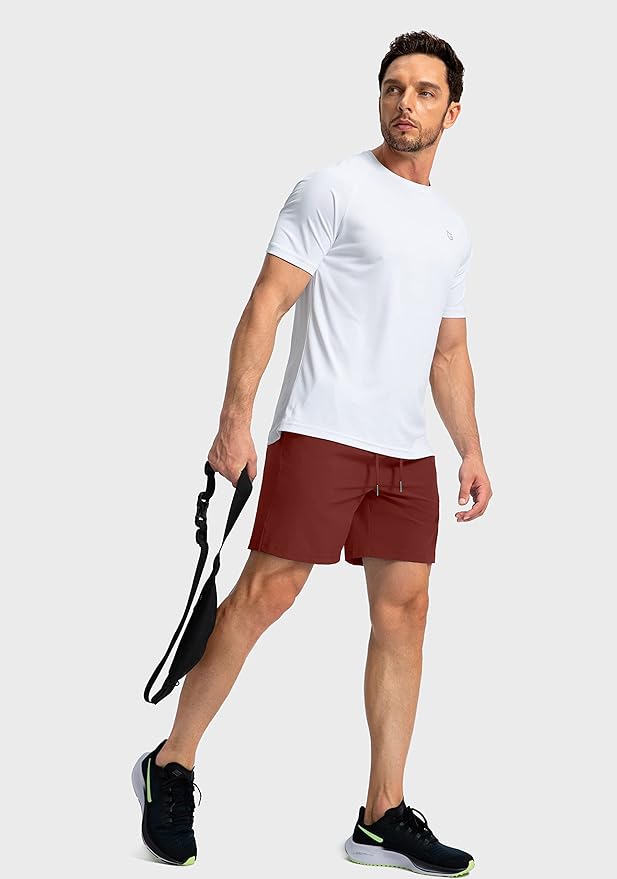 Men's Running Shorts with Zipper Pockets 9 Inch/ 7 Inch / 5 Inch Lightweight Quick Dry Gym Workout Athletic Shorts for Men(7 Inch)