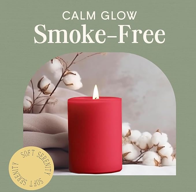Mister Candle Rustic Red Pillar Candle ??3" x 6" Handmade Unscented Solid Color ??80 Hour Long Burn ??Holiday Candle for Christmas Décor, Weddings, Centerpieces & Rustic Home Decorations
