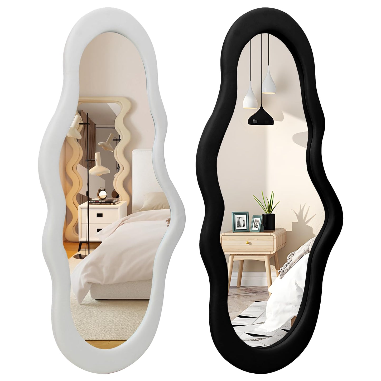 BST FURNH Small Cloud Mirror - Unique 44x21 Inch Full Length Wall Mounted Tall Mirror for Bedroom, Bathroom, Living Room