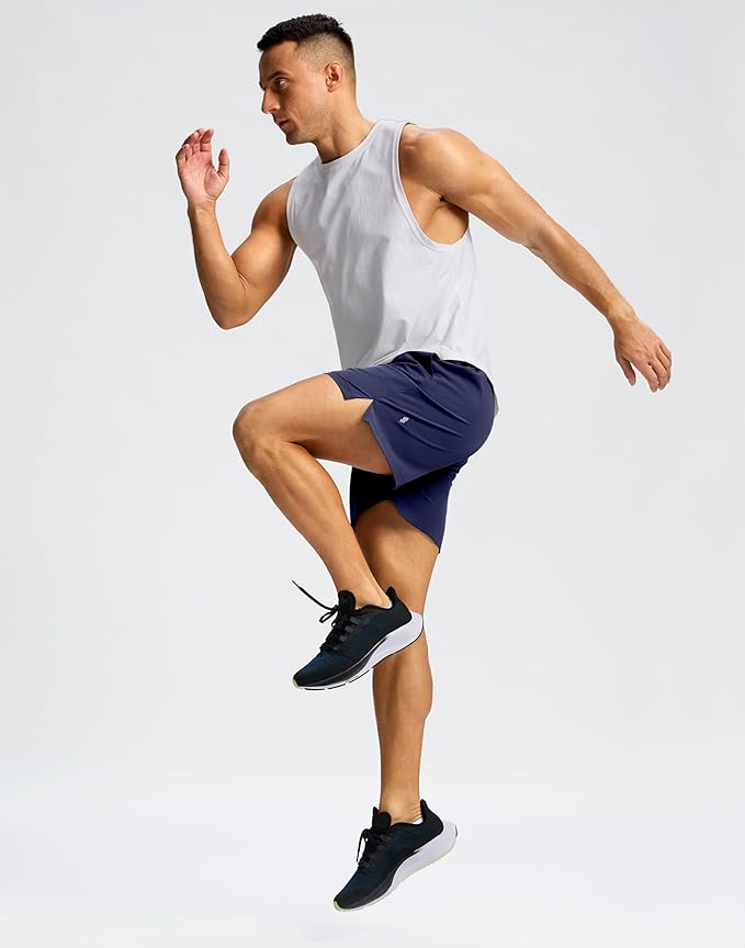 Men's Running Shorts with Zipper Pockets 9 Inch/ 7 Inch / 5 Inch Lightweight Quick Dry Gym Workout Athletic Shorts for Men(5 inch)