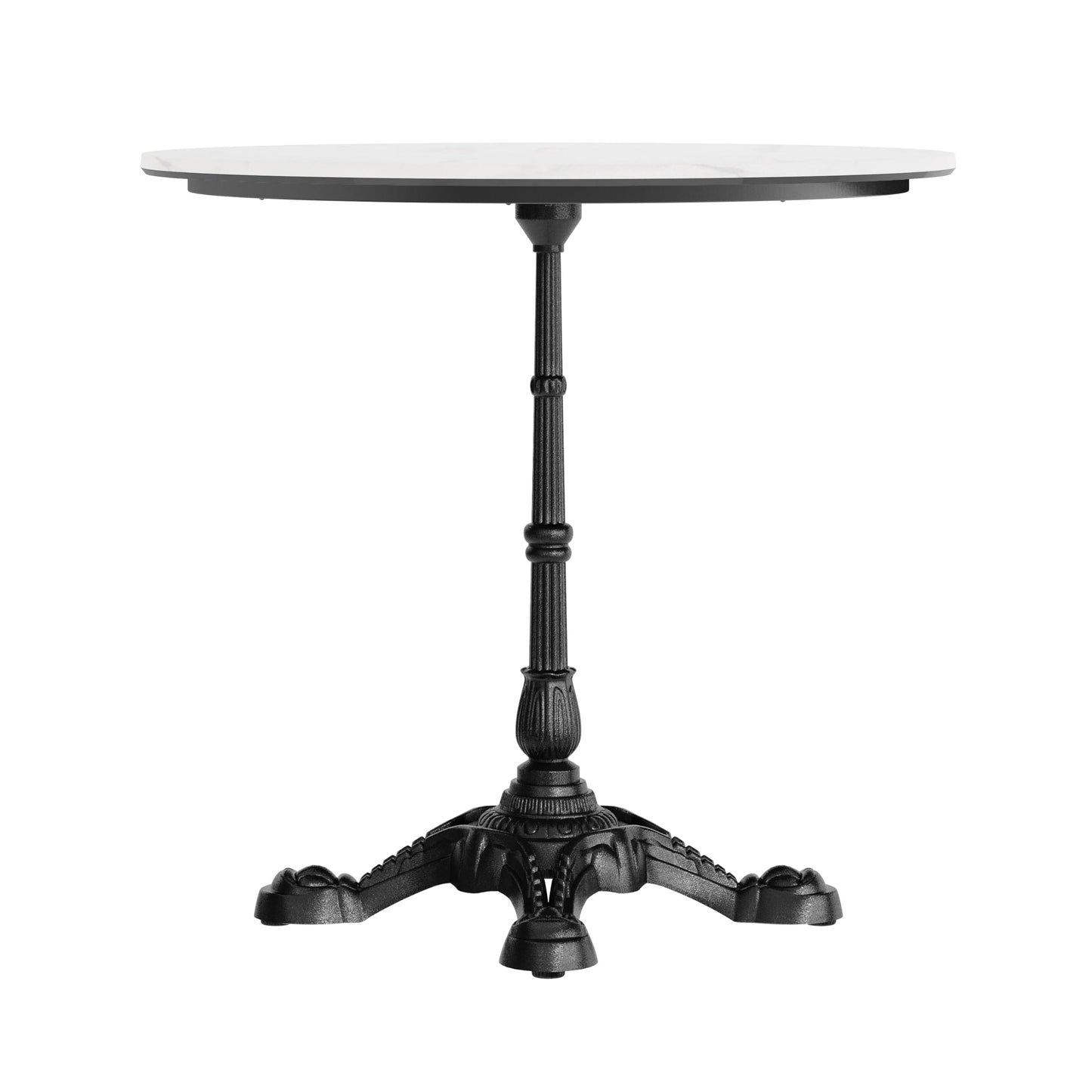 Flash Furniture Acadia 31.25" Round Indoor Outdoor White Faux Marble Tabletop with Black Bistro Base, Scratch, Heat & UV Resistant, Seamless TopGuard Top and Edge