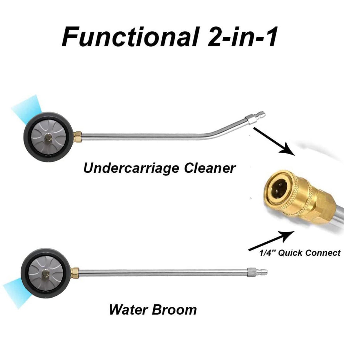 TRELVEX Pressure Washer Surface Cleaner 16'' Undercarriage Cleaner with 2 Pressure Washer ExWand Attachment Dual-Function Undercarriage Cleaner,5000 PSI